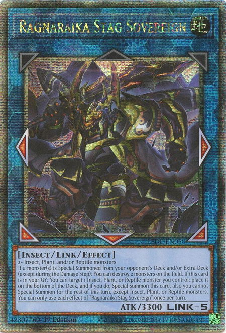 Ragnaraika Stag Sovereign (Quarter Century Secret Rare) - Legacy of Destruction YuGiOh trading card
