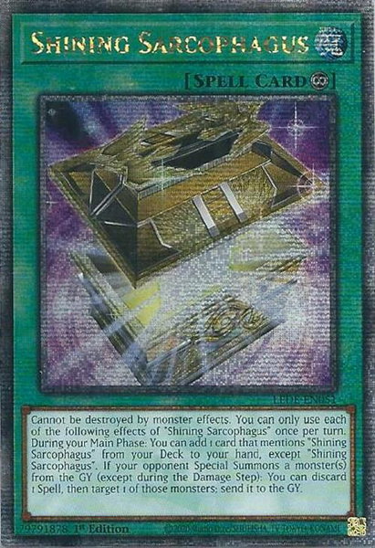 Shining Sarcophagus (Quarter Century Secret Rare) trading card from Legacy of Destruction Shining Sarcophagus (Quarter Century Secret Rare) - Legacy of Destruction YuGiOh trading card