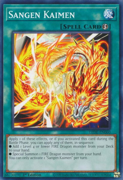 Sangen Kaimen - Legacy of Destruction YuGiOh trading card