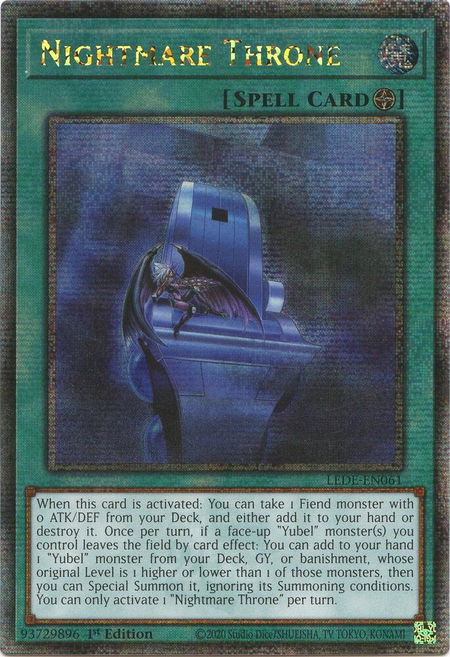 Nightmare Throne (Quarter Century Secret Rare) trading card from Legacy of Destruction Nightmare Throne (Quarter Century Secret Rare) - Legacy of Destruction YuGiOh trading card