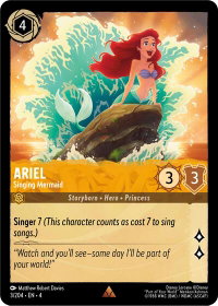 Ariel - Singing Mermaid - Ursula's Return (4) #3/204 - Rare Disney Lorcana Trading Card
