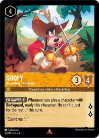 Goofy - Musketeer Swordsman - Ursula's Return (4) #12/204 - Rare Disney Lorcana Trading Card