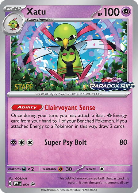 Xatu - 059 (Prerelease) [Staff] - SV: Scarlet & Violet Promo Cards Pokémon trading card