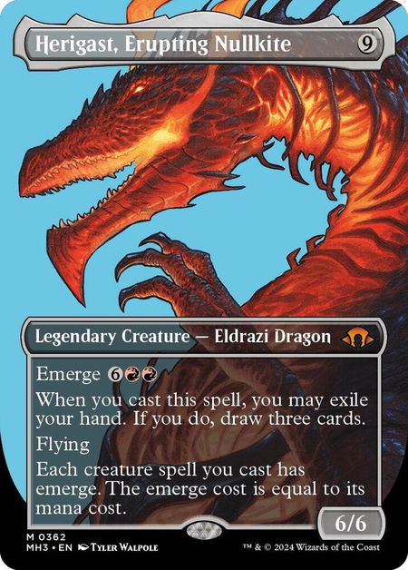 Herigast, Erupting Nullkite (Borderless) - Modern Horizons 3 Magic: The Gathering trading card