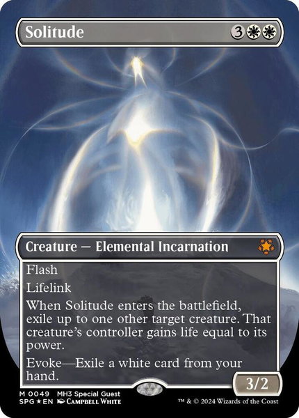 Solitude (Borderless) (Textured Foil) trading card from Special Guests Solitude (Borderless) (Textured Foil) - Special Guests Magic: The Gathering trading card