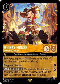 Mickey Mouse - Musketeer Captain - Ursula's Return (4) #16/204 - Legendary Disney Lorcana Trading Card