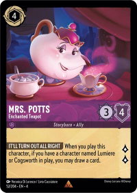 Mrs. Potts - Enchanted Teapot - Ursula's Return (4) #52/204 - Rare Disney Lorcana Trading Card