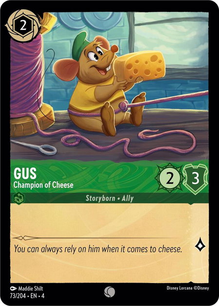 Gus - Champion of Cheese - Ursula's Return Disney Lorcana trading card