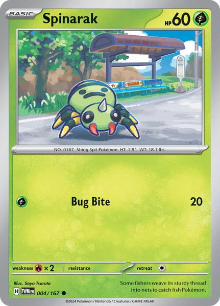 Spinarak trading card from SV06: Twilight Masquerade Spinarak - SV06: Twilight Masquerade Pokémon trading card