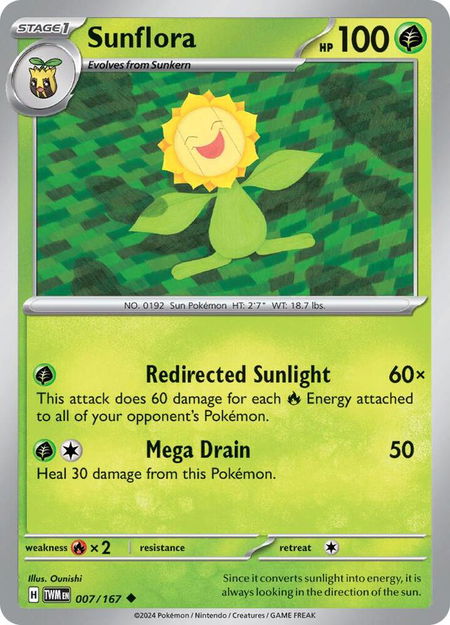 Sunflora - 007/167 - SV06: Twilight Masquerade Pokémon trading card