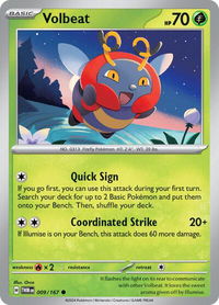 Volbeat - SV06: Twilight Masquerade (TWM) #009/167 - Common Pokémon Trading Card