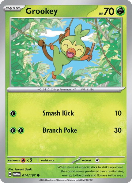Grookey trading card from SV06: Twilight Masquerade Grookey - SV06: Twilight Masquerade Pokémon trading card
