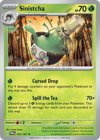 Sinistcha - SV06: Twilight Masquerade (TWM) #022/167 - Rare Pokémon Trading Card