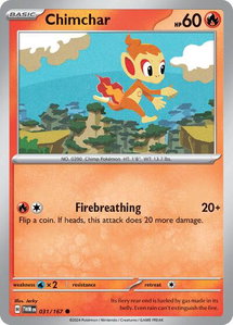 Chimchar - SV06: Twilight Masquerade (TWM) #031/167 - Common Pokémon Trading Card