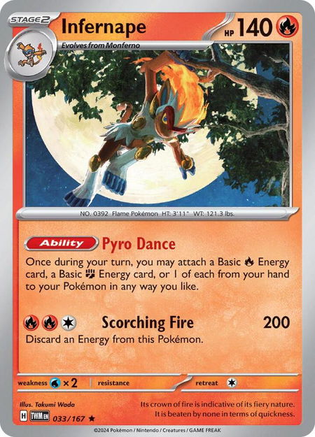 Infernape - 033/167 - SV06: Twilight Masquerade Pokémon trading card