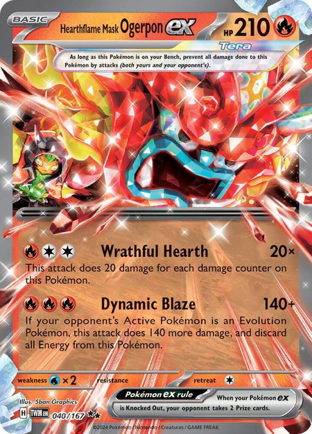 Hearthflame Mask Ogerpon ex - 040/167 - SV06: Twilight Masquerade Pokémon trading card