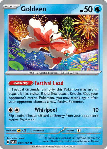 Goldeen trading card from SV06: Twilight Masquerade Goldeen - SV06: Twilight Masquerade Pokémon trading card