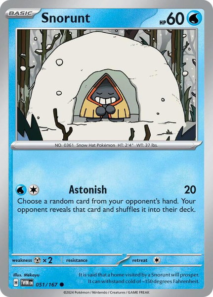 Snorunt trading card from SV06: Twilight Masquerade Snorunt - SV06: Twilight Masquerade Pokémon trading card