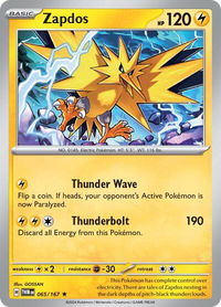 Zapdos - SV06: Twilight Masquerade (TWM) #065/167 - Rare Pokémon Trading Card