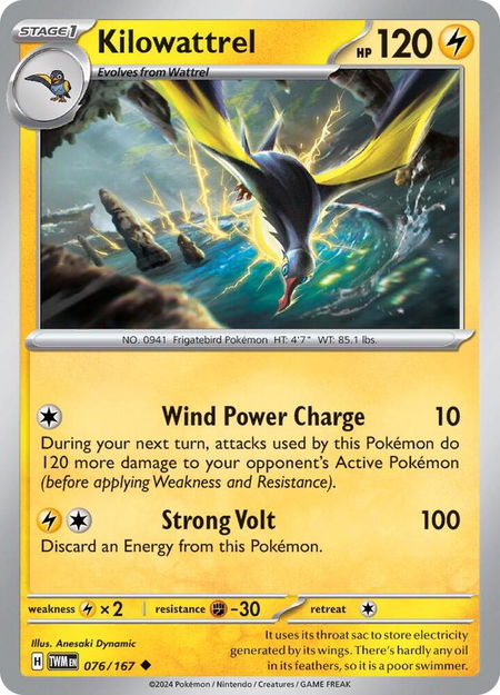 Kilowattrel - SV06: Twilight Masquerade Pokémon trading card