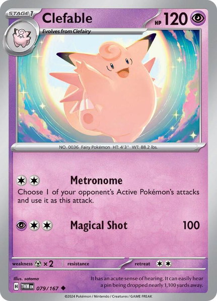 Clefable trading card from SV06: Twilight Masquerade Clefable - SV06: Twilight Masquerade Pokémon trading card