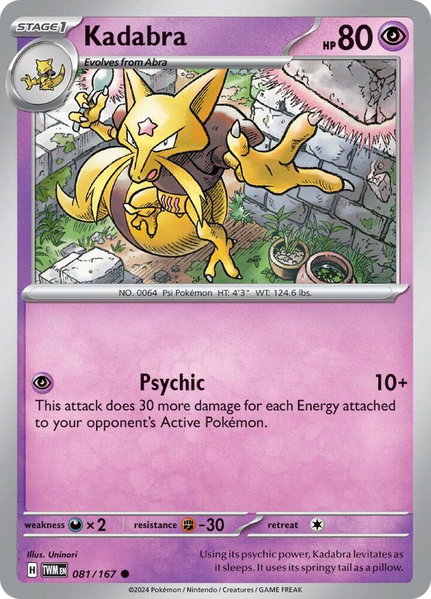 Kadabra trading card from SV06: Twilight Masquerade Kadabra - SV06: Twilight Masquerade Pokémon trading card