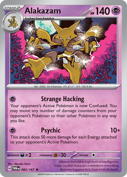 Alakazam trading card from SV06: Twilight Masquerade Alakazam - SV06: Twilight Masquerade Pokémon trading card