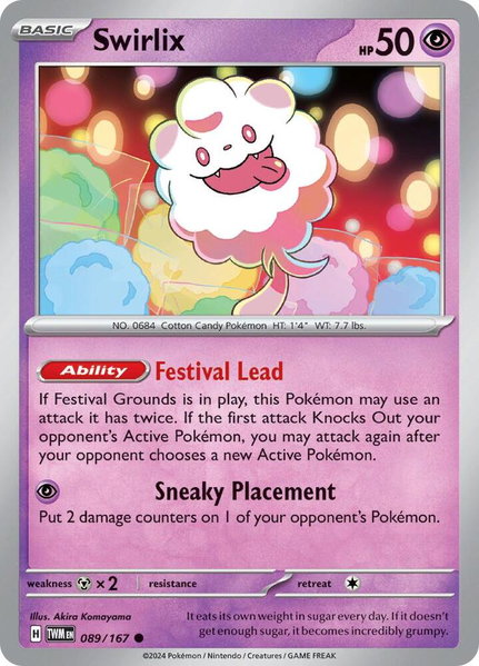 Swirlix trading card from SV06: Twilight Masquerade Swirlix - SV06: Twilight Masquerade Pokémon trading card