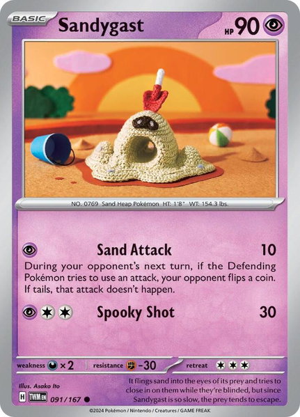 Sandygast trading card from SV06: Twilight Masquerade Sandygast - SV06: Twilight Masquerade Pokémon trading card
