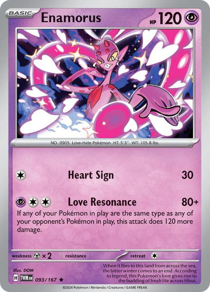 Enamorus - 093/167 trading card from SV06: Twilight Masquerade Enamorus - 093/167 - SV06: Twilight Masquerade Pokémon trading card