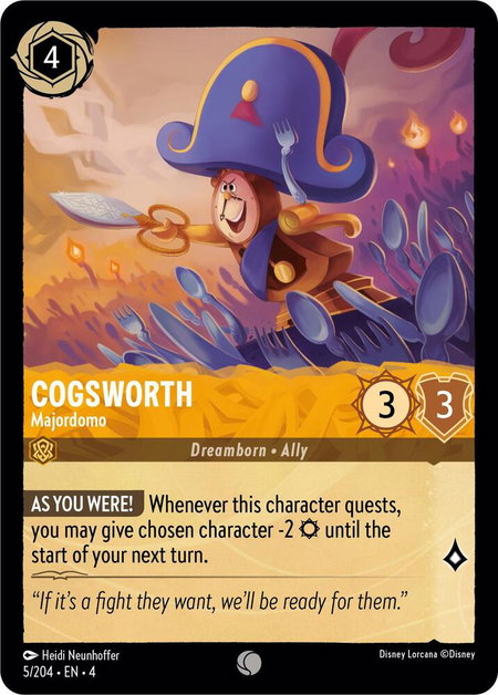 Cogsworth - Majordomo - Ursula's Return Disney Lorcana trading card