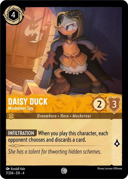 Daisy Duck - Musketeer Spy - Ursula's Return Disney Lorcana trading card