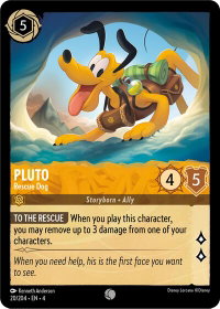 Pluto - Rescue Dog - Ursula's Return (4) #20/204 - Common Disney Lorcana Trading Card