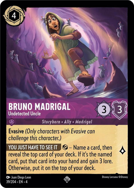 Bruno Madrigal - Undetected Uncle - Ursula's Return Disney Lorcana trading card