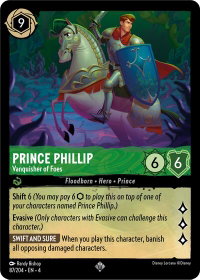 Prince Phillip - Vanquisher of Foes - Ursula's Return (4) #87/204 - Super Rare Disney Lorcana Trading Card