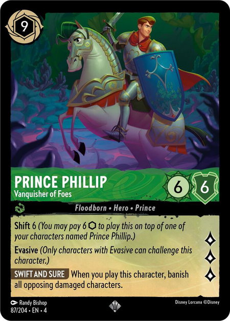 Prince Phillip - Vanquisher of Foes - Ursula's Return Disney Lorcana trading card