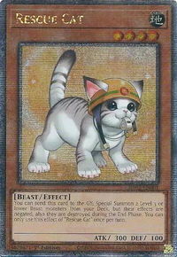Rescue Cat (Alternate Art) (Quarter Century Secret Rare) - 25th Anniversary Rarity Collection II (RA02) #RA02-EN001 - Quarter Century Secret Rare YuGiOh Trading Card