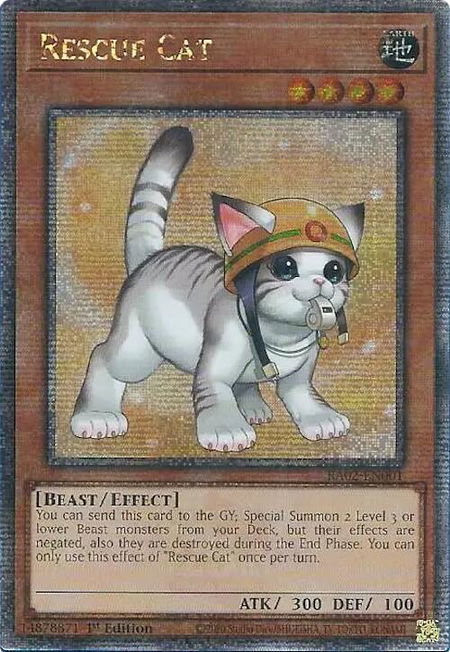 Rescue Cat (Alternate Art) (Quarter Century Secret Rare) - 25th Anniversary Rarity Collection II YuGiOh trading card