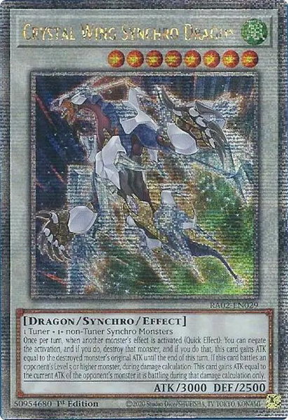 Crystal Wing Synchro Dragon (Quarter Century Secret Rare) trading card from 25th Anniversary Rarity Collection II Crystal Wing Synchro Dragon (Quarter Century Secret Rare) - 25th Anniversary Rarity Collection II YuGiOh trading card