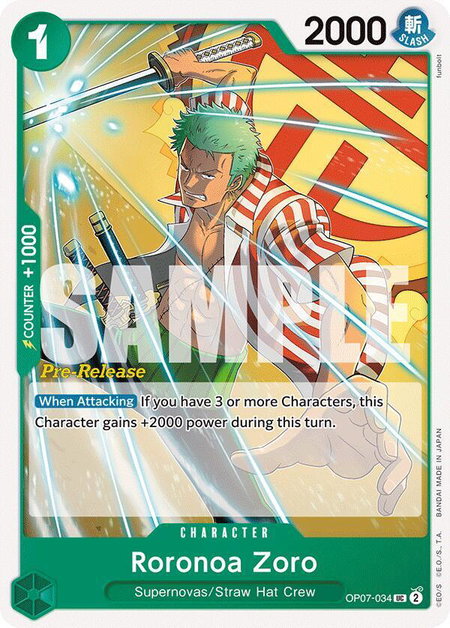 Roronoa Zoro (034) - 500 Years in the Future Pre-Release Cards One Piece trading card