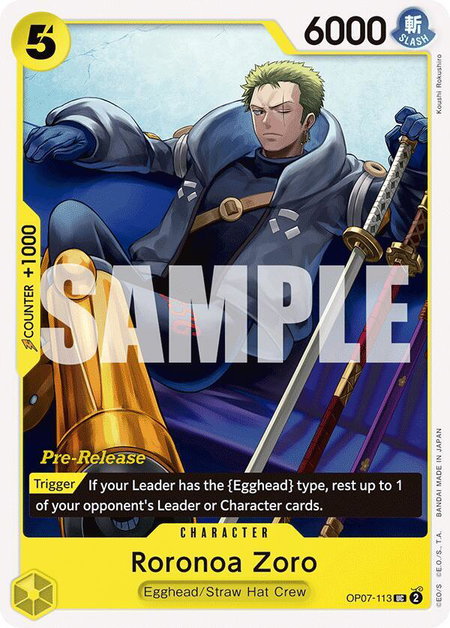 Roronoa Zoro (113) - 500 Years in the Future Pre-Release Cards One Piece trading card