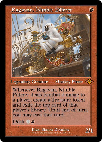 Ragavan, Nimble Pilferer (Retro Frame) trading card from Modern Horizons 2 Ragavan, Nimble Pilferer (Retro Frame) - Modern Horizons 2 Magic: The Gathering trading card