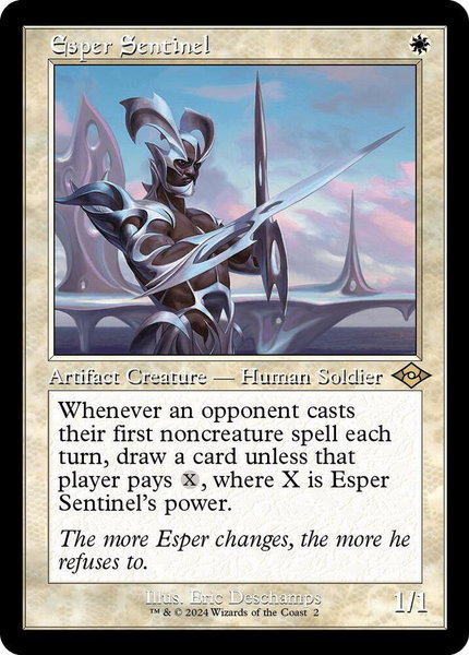 Esper Sentinel (Retro Frame) trading card from Modern Horizons 2 Esper Sentinel (Retro Frame) - Modern Horizons 2 Magic: The Gathering trading card