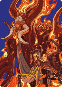 Phlage, Titan of Fire's Fury Art Card (Gold-Stamped Signature) - Art Series: Modern Horizons 3 (ASMH3) #50 - Special Magic: The Gathering Trading Card