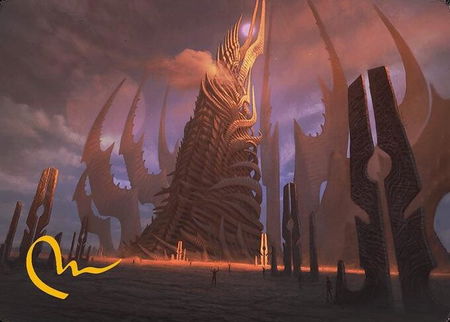 Phyrexian Tower Art Card (Gold-Stamped Signature) trading card from Art Series: Modern Horizons 3 Phyrexian Tower Art Card (Gold-Stamped Signature) - Art Series: Modern Horizons 3 Magic: The Gathering trading card