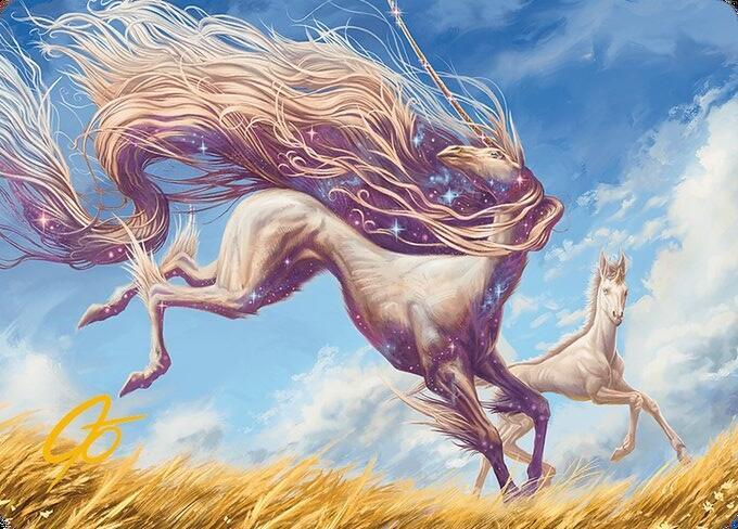 Nyxborn Unicorn Art Card (Gold-Stamped Signature) - Art Series: Modern Horizons 3 Magic: The Gathering trading card