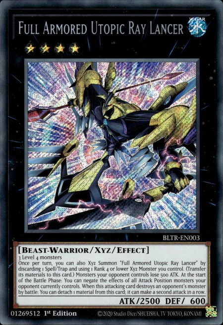 Full Armored Utopic Ray Lancer - Battles of Legend: Terminal Revenge YuGiOh trading card