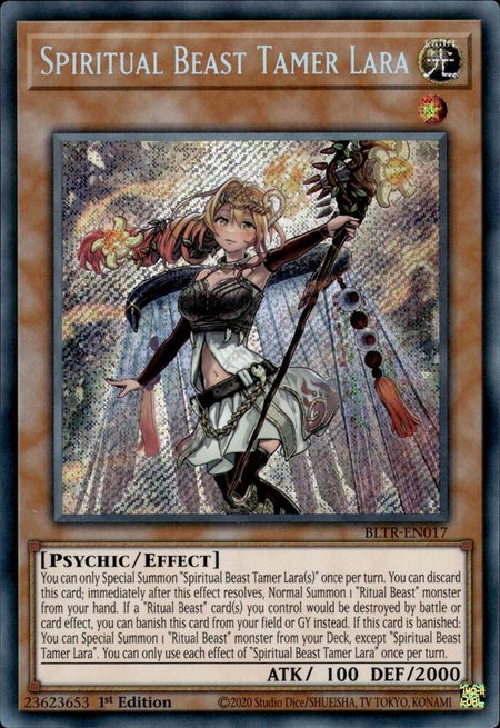 Spiritual Beast Tamer Lara - Battles of Legend: Terminal Revenge YuGiOh trading card