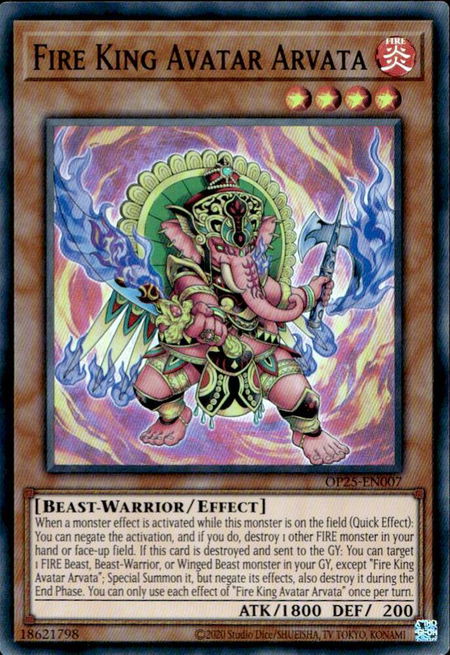 Fire King Avatar Arvata trading card from OTS Tournament Pack 25 Fire King Avatar Arvata - OTS Tournament Pack 25 YuGiOh trading card