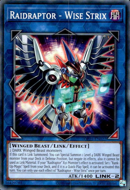 Raidraptor - Wise Strix - OTS Tournament Pack 25 YuGiOh trading card